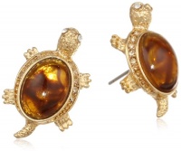 Anne Klein Arden Gold-Tone Brown Turtle Button Earrings Anne Klein Arden Gold-Tone Brown Turtle Button Earrings