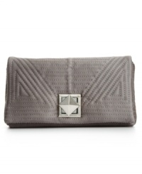 When your next big night out calls for a little glamour, grab this gorgeous clutch by Jessica McClintock. An oversized stud closure decorates front while trapunto detailing adds unique appeal. When your next big night out calls for a little glamour, grab this gorgeous clutch by Jessica McClintock. An oversized stud closure decorates front while trapunto detailing adds unique appeal.