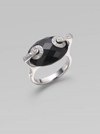 From the Lollidrops Collection. A lovely oval of faceted black onyx with signature grommets and bands set with shimmering pavé diamonds. Black onyx Diamonds, 0.31 tcw 18k white gold Length, about ¾ Width, about ½ Imported