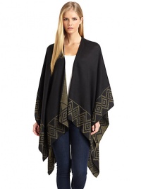 THE LOOKAztec print borderDraped open front Draped open sidesAsymmetrical hemInterior contrast designTHE FITAbout 40 from shoulder to hemTHE MATERIALAcrylicCARE & ORIGINDry cleanImportedModel shown is 5'10 (177cm) wearing US one size fits all.This item was originally available for purchase at Saks Fifth Avenue OFF 5TH stores. THE LOOKAztec print borderDraped open front Draped open sidesAsymmetrical hemInterior contrast designTHE FITAbout 40 from shoulder to hemTHE MATERIALAcrylicCARE & ORIGINDry cleanImportedModel shown is 5'10 (177cm) wearing US one size fits all.This item was originally available for purchase at Saks Fifth Avenue OFF 5TH stores.