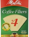 Melitta Cone Coffee Filters, Natural Brown, No. 4, 100-Count Filters (Pack of 6)