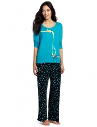 Hue Sleepwear Women's Double Face Jer Cocktail Pajama Set, Capri Brez, Large