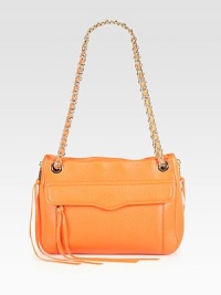 A roomy, yet chic leather style with expandable zipper sides for added space.Double leather and chain shoulder strap, 11¾ dropMagnetic snap closureExpandable zip sidesOne outside flap and zip pocketOne outside open pocketThree inner compartmentsOne inside zip pocketTwo inside open pocketsCotton lining11¼W X 8¼H X 4DImported A roomy, yet chic leather style with expandable zipper sides for added space.Double leather and chain shoulder strap, 11¾ dropMagnetic snap closureExpandable zip sidesOne outside flap and zip pocketOne outside open pocketThree inner compartmentsOne inside zip pocketTwo inside open pocketsCotton lining11¼W X 8¼H X 4DImported