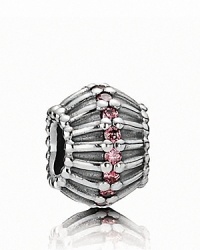 This dramatic sterling silver PANDORA charm is laced with sparkling salmon cubic zirconia stones. This dramatic sterling silver PANDORA charm is laced with sparkling salmon cubic zirconia stones.
