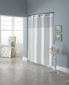 Hookless Fabric Shower Curtain with Built in Liner  -White Diamond Pique