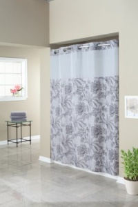 Hookless Fabric Shower Curtain with Built in Liner -Floral Grey Hookless Fabric Shower Curtain with Built in Liner -Floral Grey