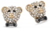 Betsey Johnson A Day at the Zoo Pave Crystal Bear Stud Earrings