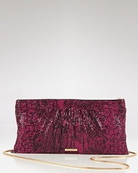 Evening style gets a touch exotic with this printed mesh clutch from BCBG Max Azria. In a bold hue, it's as striking as it is party-ready. Evening style gets a touch exotic with this printed mesh clutch from BCBG Max Azria. In a bold hue, it's as striking as it is party-ready.