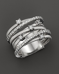 Diamonds set in 18K white gold create an elegant stacked looked. From the Marco Bicego Goa collection. Diamonds set in 18K white gold create an elegant stacked looked. From the Marco Bicego Goa collection.
