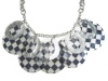 Hip & Edgy Silver Tone White & Black Shell Necklace