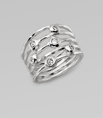 From the Silver Rain Collection. A striking, sculptural design with open strands of polished sterling silver, each one accented by a shimmering diamond.Diamonds, .25 tcw Sterling silverWidth, about ½Imported