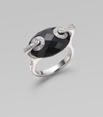 From the Lollidrops Collection. A lovely oval of faceted black onyx with signature grommets and bands set with shimmering pavé diamonds. Black onyx Diamonds, 0.31 tcw 18k white gold Length, about ¾ Width, about ½ Imported