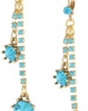 Betsey Johnson Iconic Stone Blue Gem Linear Drop Earrings