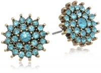 Betsey Johnson Iconic Stone Blue Crystal Flower Stud Earrings Betsey Johnson Iconic Stone Blue Crystal Flower Stud Earrings