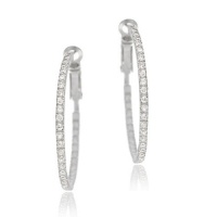 Sterling Silver 35mm Inside Out CZ Hoop Earrings Sterling Silver 35mm Inside Out CZ Hoop Earrings