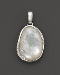 Mother-of-pearl cabochon with diamond pavé, set in sterling silver. Beautiful with Ippolita's 36 Scultura link necklace. Mother-of-pearl cabochon with diamond pavé, set in sterling silver. Beautiful with Ippolita's 36 Scultura link necklace.