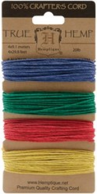 Hemptique Hemp Cord Card, 20-Pound, Topaz Hemptique Hemp Cord Card, 20-Pound, Topaz
