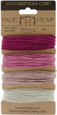 Hemptique Hemp Cord Card, 20-Pound, Ruby Hemptique Hemp Cord Card, 20-Pound, Ruby