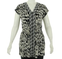 Alfani V-Neck Cap Sleeve Tunic Dot Layers Black PM Alfani V-Neck Cap Sleeve Tunic Dot Layers Black PM