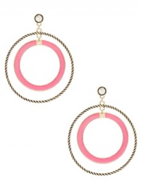 GUESS Coral and Gold-Tone Textured Hoop Earrin, POP COLOR GUESS Coral and Gold-Tone Textured Hoop Earrin, POP COLOR