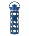 Lifefactory 16-Ounce Glass Beverage Bottle with Flip Top Cap, Midnight Blue