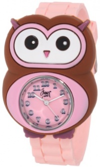 Frenzy Kids' FR2005 Owl Critter Face With Pink Rubber Band Watch Frenzy Kids' FR2005 Owl Critter Face With Pink Rubber Band Watch