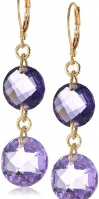 Anne Klein Loretto Gold-Tone Purple Round Double Drop Earrings Anne Klein Loretto Gold-Tone Purple Round Double Drop Earrings