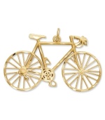 It's like riding a bike! This perfectly intricate, diamond-cut bicycle charm makes the perfect gift for the avid cyclist. Crafted in 14k gold. Chain not included. Approximate length: 7/10 inch. Approximate width: 1 inch.