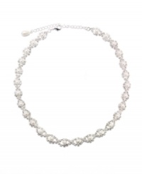 The infinity round necklace from Charter Club is sure to add sparkle to your special occasion style. Crafted in silver tone mixed metal, it's ornately embellished with glass accents and simulated pearls. Approximate length: 16 inches + 3-1/2 inch extender. The infinity round necklace from Charter Club is sure to add sparkle to your special occasion style. Crafted in silver tone mixed metal, it's ornately embellished with glass accents and simulated pearls. Approximate length: 16 inches + 3-1/2 inch extender.
