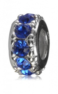 .925 Sterling Silver Oxidized Charm With Swarovski Birthstone Crystal September Sapphire Fits Pandora, Biagi, Troll, Chamilla and Many Other European Charm .925 Sterling Silver Oxidized Charm With Swarovski Birthstone Crystal September Sapphire Fits Pandora, Biagi, Troll, Chamilla and Many Other European Charm