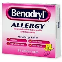 Benadryl Allergy, Diphenhydramine Hydrochloride Antihistamine, Ultratab Tablets - 24 count (Pack of 2) Benadryl Allergy, Diphenhydramine Hydrochloride Antihistamine, Ultratab Tablets - 24 count (Pack of 2)