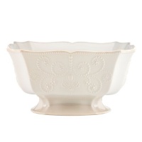 Lenox French Perle Footed Centerpiece Bowl, White Lenox French Perle Footed Centerpiece Bowl, White
