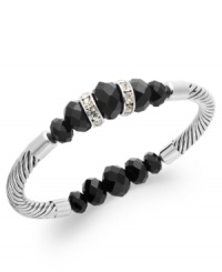 Simply elegant. This stretch bracelet from Charter Club is crafted from silver-tone mixed metal with black beads and glistening accents adding a distinguished touch. Approximate diameter: 2-1/2 inches. Simply elegant. This stretch bracelet from Charter Club is crafted from silver-tone mixed metal with black beads and glistening accents adding a distinguished touch. Approximate diameter: 2-1/2 inches.