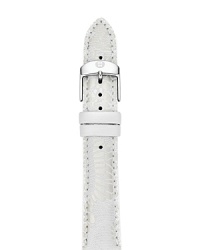 Do the white thing with this leather watch strap from Michele, accented by a stainless steel buckle. This band makes your practical piece pop. Do the white thing with this leather watch strap from Michele, accented by a stainless steel buckle. This band makes your practical piece pop.