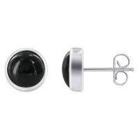 Sterling Silver 8mm Round Shaped Black Onyx Post Back Findings Polish Finished Stud Earrings Sterling Silver 8mm Round Shaped Black Onyx Post Back Findings Polish Finished Stud Earrings