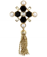 Try an on-trend tassel. This modern style by Anne Klein combines bold black, white and clear glass and plastic beads in gold-tone mixed metal. Approximate drop: 4-1/2 inches. Approximate width: 2-1/4 inches. Try an on-trend tassel. This modern style by Anne Klein combines bold black, white and clear glass and plastic beads in gold-tone mixed metal. Approximate drop: 4-1/2 inches. Approximate width: 2-1/4 inches.