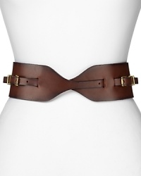 Define your waistline with Tory Burch's bold leather belt. Channel your inner urban adventurer and team this directional detail with a surplus jacket and aviator shades. Define your waistline with Tory Burch's bold leather belt. Channel your inner urban adventurer and team this directional detail with a surplus jacket and aviator shades.