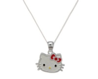 Hello Kitty Sterling Silver Red Enamel Pendant Necklace with 18 Chain Hello Kitty Sterling Silver Red Enamel Pendant Necklace with 18 Chain