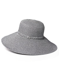 Make a sparkling statement in a braided floppy hat with woven metallic fibers. Make a sparkling statement in a braided floppy hat with woven metallic fibers.