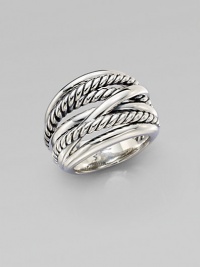 From the Crossover Collection. A sterling silver piece with a cable accented crossover design. Sterling silverImported From the Crossover Collection. A sterling silver piece with a cable accented crossover design. Sterling silverImported