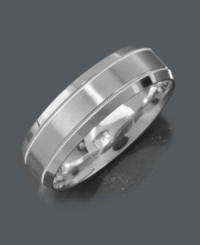 Polish your look with versatile design and stately appeal. Men's ring features a 14k white gold band (6 mm) with linear engraving. Sizes 6-13. Polish your look with versatile design and stately appeal. Men's ring features a 14k white gold band (6 mm) with linear engraving. Sizes 6-13.