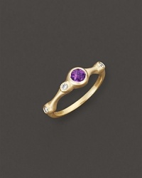 A faceted amethyst and brilliant diamonds add bright color to gleaming 18K yellow gold. By Carelle. A faceted amethyst and brilliant diamonds add bright color to gleaming 18K yellow gold. By Carelle.