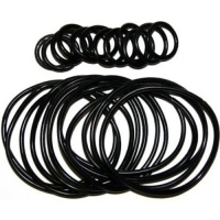 12 Rubber Bracelets with 12 Rings In Black 12 Rubber Bracelets with 12 Rings In Black