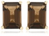 14k Gold Emerald-Cut Gemstone Studs