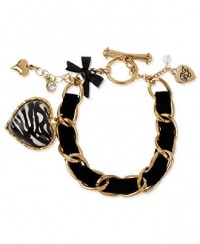 Betsey Johnson Black Ribbon Glass Crystal Bracelet Betsey Johnson Black Ribbon Glass Crystal Bracelet