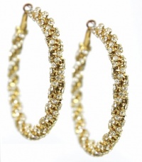 Alfani Earrings, Gold-Tone Twisted Crystal Hoop Earrings