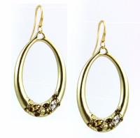 Alfani Earrings, Satin Gold-Tone Oval Drop Earrings with Crystal Accents