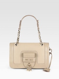 Rich pebble-grain leather crafted in a chic flap design with a buckle-lock closure.Leather and chain shoulder strap, 7 drop Buckle-lock flap closure One inside zip pocket One inside open pocket Leather lining 10½W X 6½H X 3½D Made in Italy Rich pebble-grain leather crafted in a chic flap design with a buckle-lock closure.Leather and chain shoulder strap, 7 drop Buckle-lock flap closure One inside zip pocket One inside open pocket Leather lining 10½W X 6½H X 3½D Made in Italy