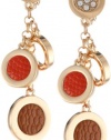 Anne Klein Dalton Gold-Tone Multi-Colored Leather Drop Earrings