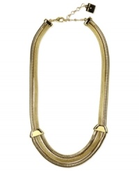 Golden glamour. This necklace from Anne Klein is crafted from gold-tone mixed metal for a radiant effect. Approximate length: 16 inches + 2-inch extender. Golden glamour. This necklace from Anne Klein is crafted from gold-tone mixed metal for a radiant effect. Approximate length: 16 inches + 2-inch extender.